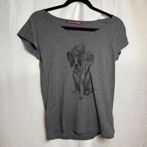 Comptoir des Cotonniers Graphic Tee French Bulldog Print 100% Cotton‎ Women's XS